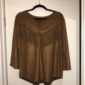 Faux Suede Fringe Top